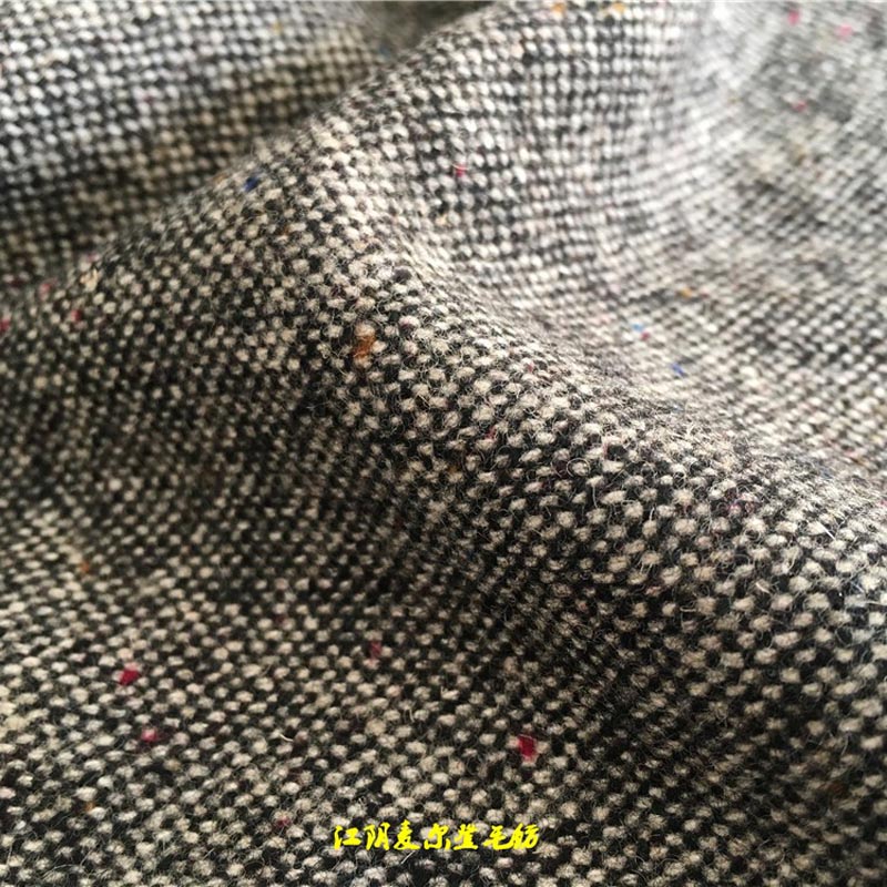 50%羊毛雙經(jīng)雙緯彩點(diǎn)港花呢面料450克