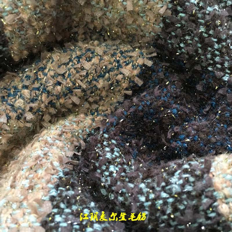 金絲銀絲小香風(fēng)毛呢面料大肚紗面料膨化紗